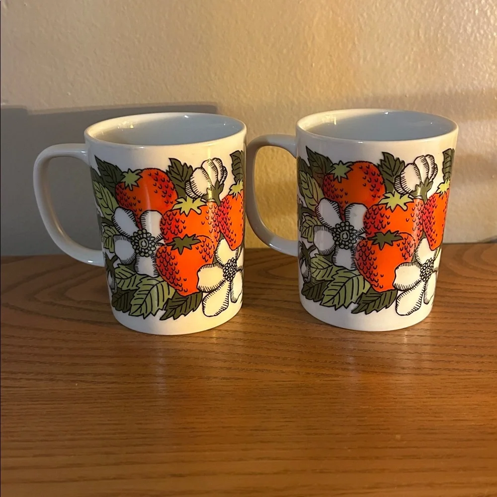 Fitz and Floyd Strawberry Mugs , Japan
